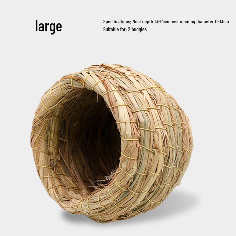 Hand-Woven Straw Nest for Small Birds: Parrot, Budgie, Conure, Finch