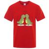 Hug Me Kawaii Green Little Dinosaur Funny Male T Shirts Loose T-Shirts Summer Cotton T-Shirts Oversized Street Short Sleeves