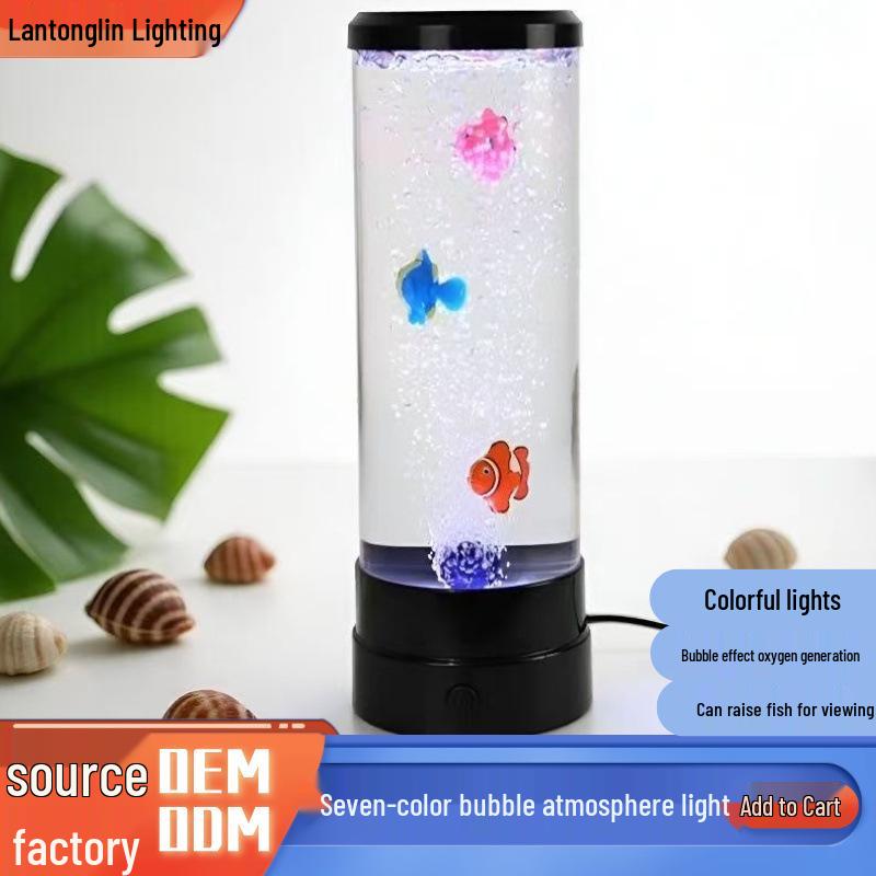 Color-Changing LED Night Light: Bubble Cylinder Fish Tank for Home Decor