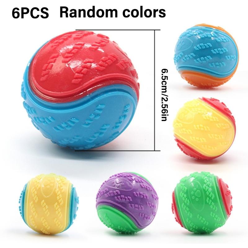 6pcs Interactive Squeaky Dog Chewing Ball For Puppies Adult Dog Teeth Cleaning Texture Ball for Outdoor Entertainment