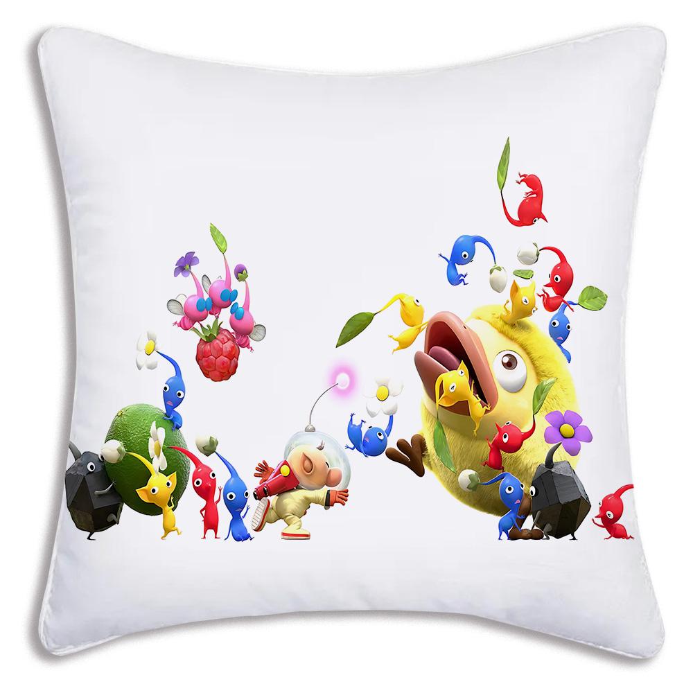 Cartoon Hey For Pikmins Pillow Covers Cartoon Sofa Decorative Home Double-sided Printing Short Plush Cute Cushion Cover