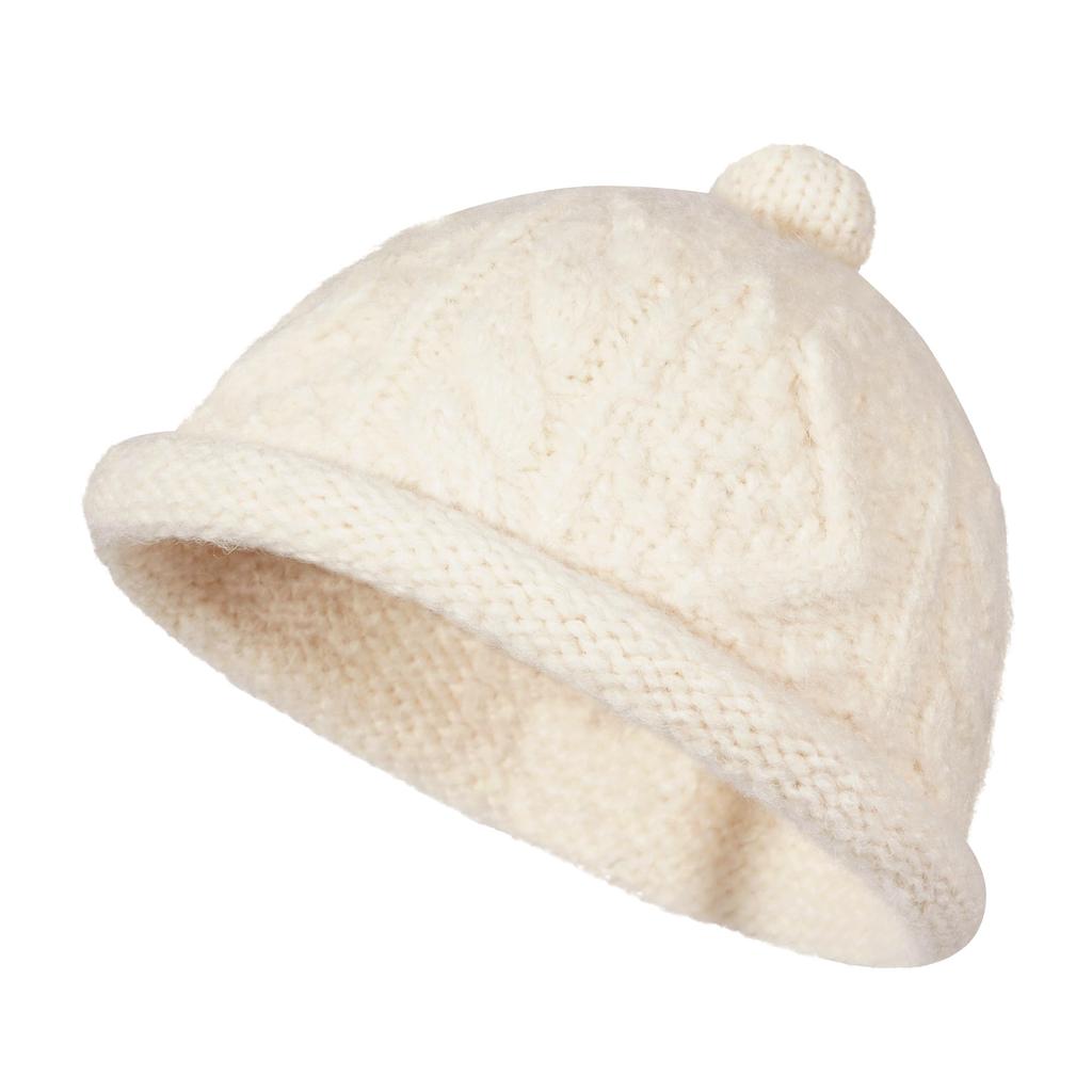 CROOGO Pălărie Drăguță Tricotată Fără Boruri Rulate pentru Toamnă și Lână Călduroasă KH25Q26 Șapcă, Iarnă, Căciulă, Unisex, Rotundă, Fără Boruri, Exterior, Călătorie, Crem,
