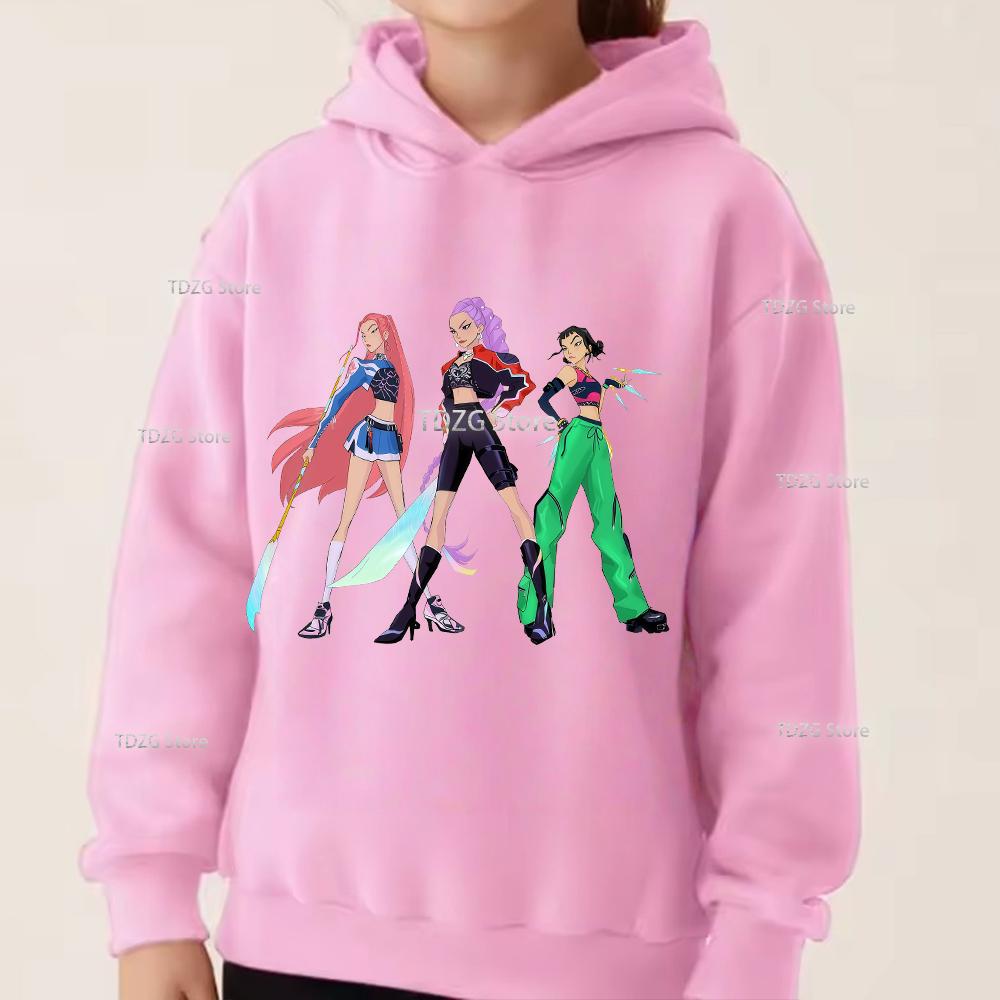 Hoodies & Sweatshirts (kids unisex) Fashion Minimalist Girl Group KPop Demon Hunter Print Boy Girl Fleece Pullover Hoodie Children Clothing