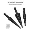 3-Piece Hex Shank Straight Flute Step Drill Set: Bearing Steel Conical Drill Hole Opener (Sizes 3-12, 4-12, 4-20).