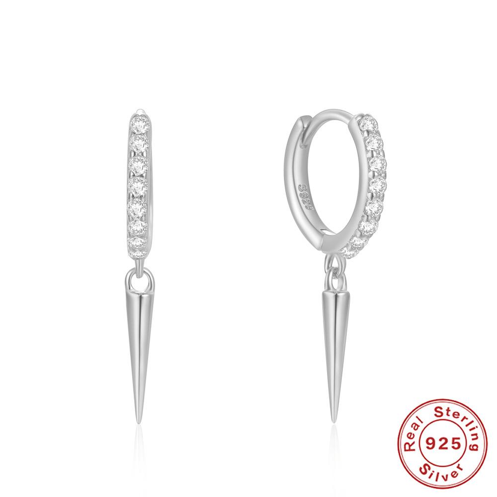 Trendy S925 Sterling Silver Colored Zircon Bee Dragon Rivet Earrings Fashionable Retro Earrings Earrings Pendant Earrings