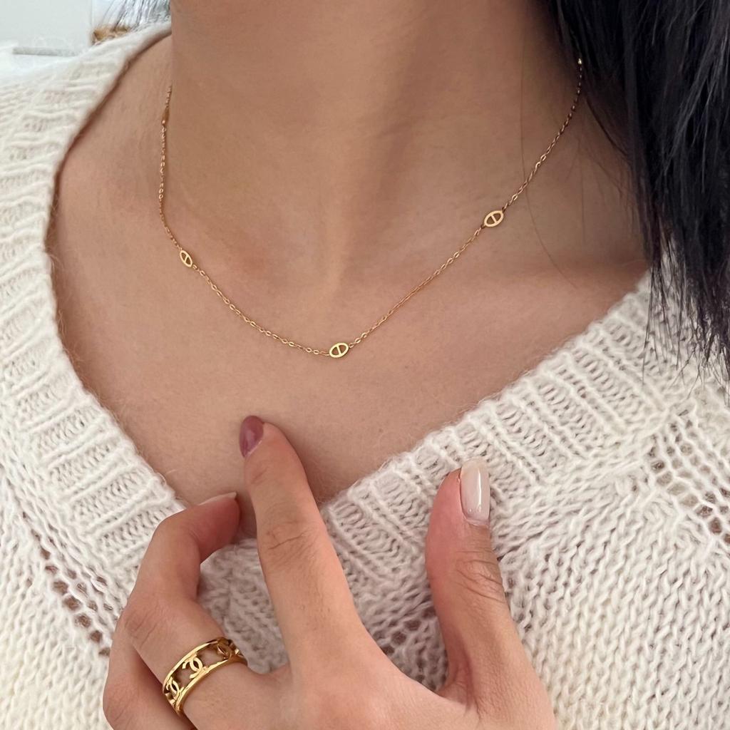 Necklace Korean Minimalist Niche Premium Pig Nose Necklace Female Non-fading Light Luxury Collarbone Chain