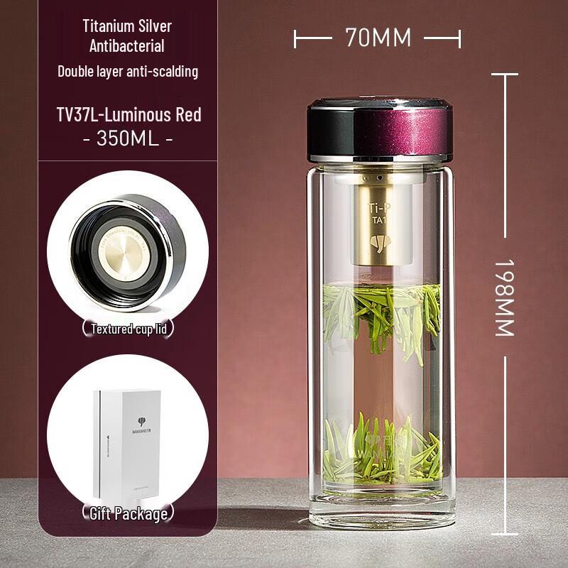 WANXIANG Double-Layer Borosilicate Glass Portable Tea Infuser Bottle