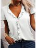 Spring/Summer Solid Color Ruffle Blouse - Women's Short Sleeve Top