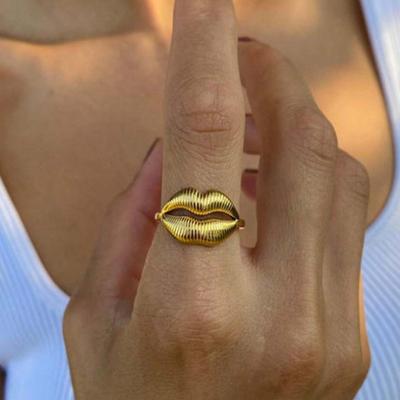 Retro Edelstahl Lippenring Damen Nische leichter Luxus nicht verblassend offener Ring neu