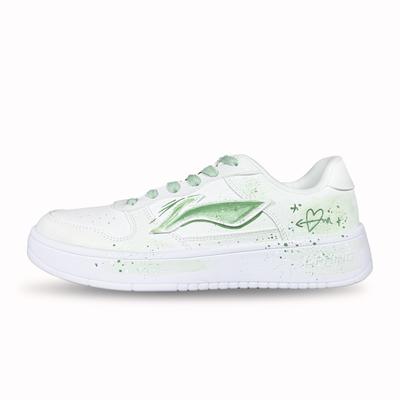 Li Ning Cushioning Abrasion Resistant Breathable Low Top Skateboard Shoes Men's White Green AGCS419-1(Team667-)