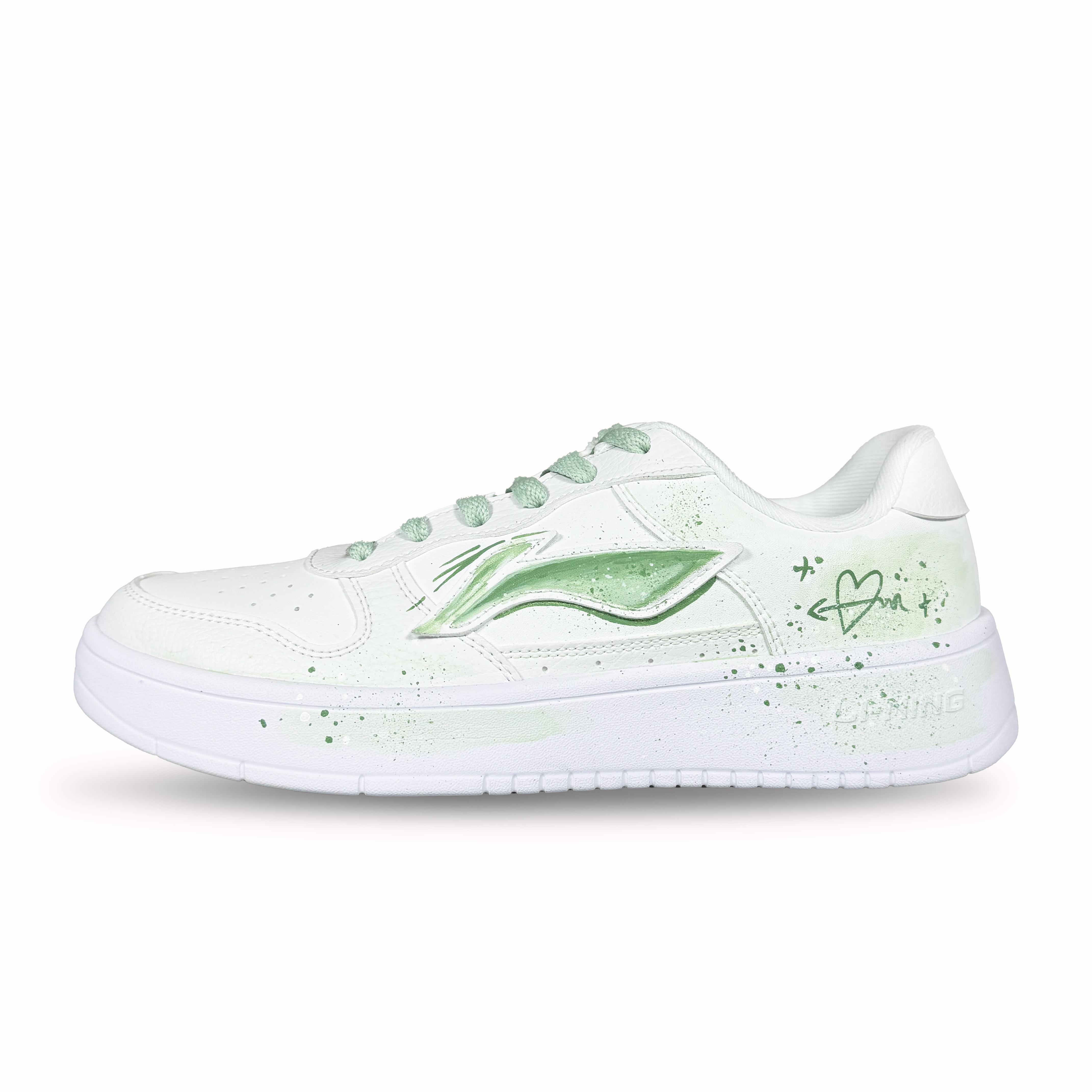 

Li Ning Амортизирующие износостойкие дышащие низкие кеды для скейтбординга мужские Белый Зеленый AGCS419-1(Команда667-) 39