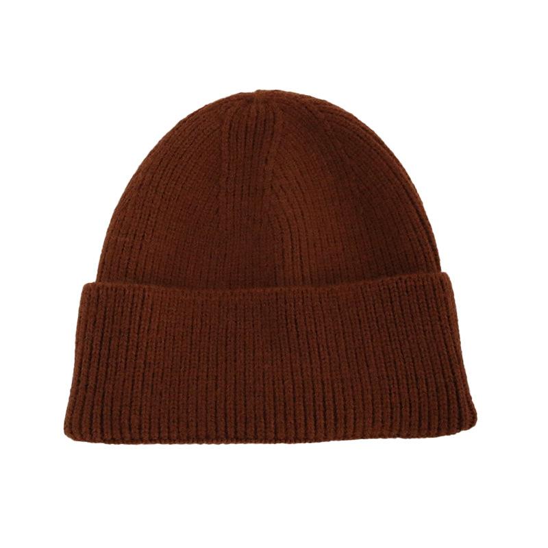 Wool Hat Women's Autumn and Winter Simple Solid Color Warm Hemming Thickened Pullover Cold Hat Men's Knitted Hat