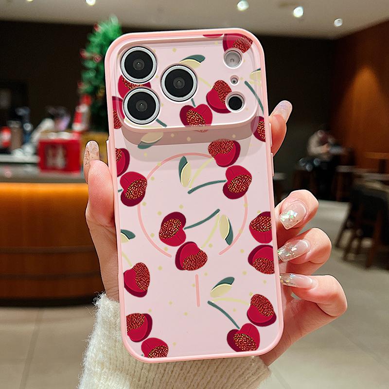 

Watermelon Cherry Fruits Pattern Case For iPhone 17 Pro Max Funda iPhone 16 15 14 13 Pro Max Magnetic For Magsafe Hybrid Slim Matte Cover iPhone 17 Pro Max розовый