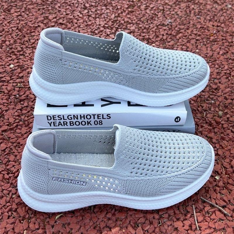 

Мужские и женские одинаковые летние новые туфли из сетки с плетением, дышащие и удобные туфли для ходьбы для среднего и пожилого возраста, повседневная спортивная обувь 41 серый