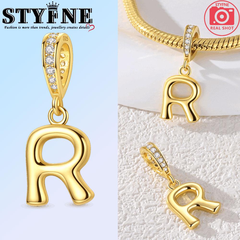Fit Original Bangle Bracelet Diy A-Z Alphabet Charms Bead Copper Zircon Love Letter Dangle Pendant Jewelry Gift