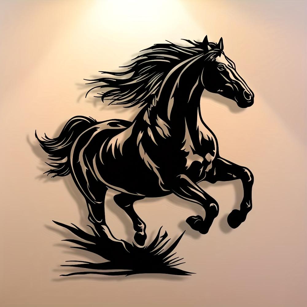 1pc Metal Wild Horse Wall Art, Minimalist Water Ripple Design for Home Office Patio Decor, Reusable Gift