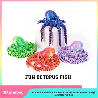 3D-gedruckter beweglicher Oktopus – Bewegliche Tentakel Schreibtischspielzeug, Umweltfreundliche PLA-Skulptur, Einzigartiges Geschenk für Kinder & Erwachsene