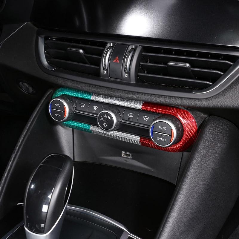 Real Carbon Fiber For Alfa Romeo Stelvio Giulia 2017-2026 Car Air Conditioning Volume Knob Decorative Frame Car Accessories