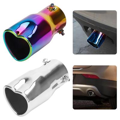 Car Parts New Design Heart Shape Style Car Accessories 2.5 Inch Stainless Steel Silver Colorful Exhaust Tips Muffler Tail Pipe