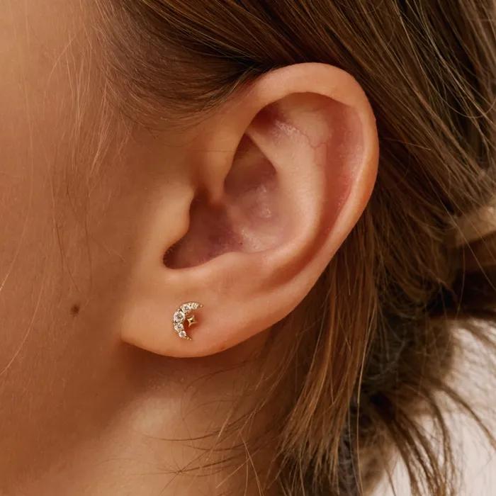 14k Twinkle Crescent Piercing (Single)