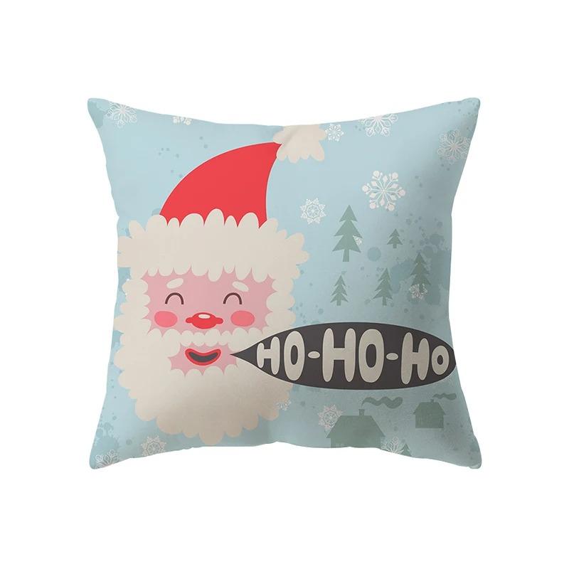 Cute Santa Claus Christmas Theme Printed Pattern Cushion Cover For Home Living Room Sofa Decoration Square Pillow Cover
