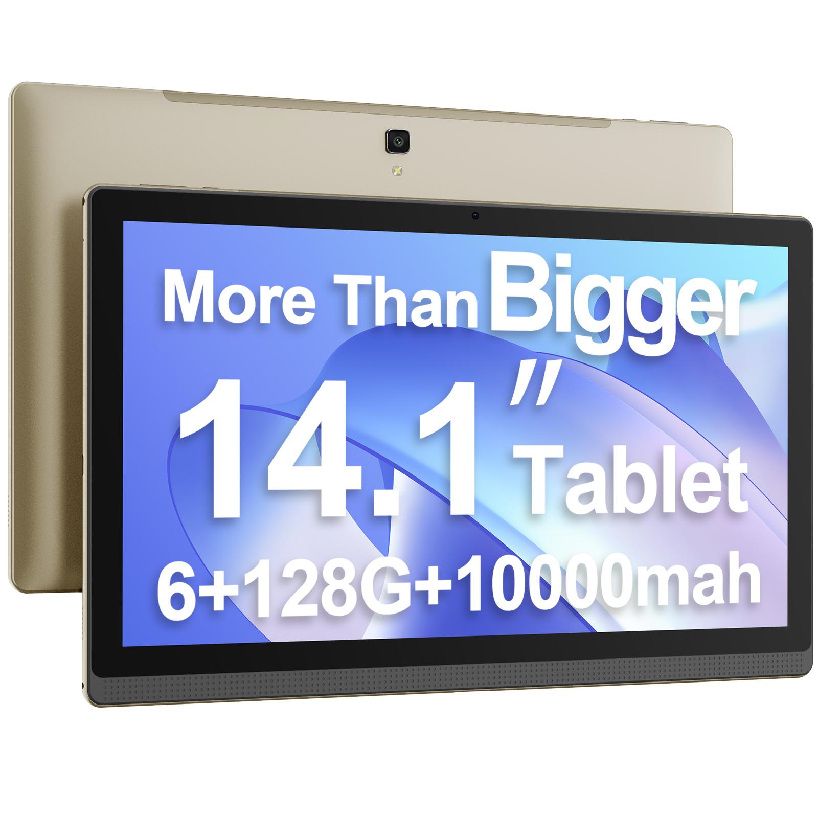 MESWAO B1 14,1  Tablet, 14,1 Zoll 1920*1080 IPS-Bildschirm, MTK6769 8 Kerne, 6 GB RAM 128 GB ROM, Android 13, 13 MP+5 MP Kamera, 10000 mAh Akku goldgelb