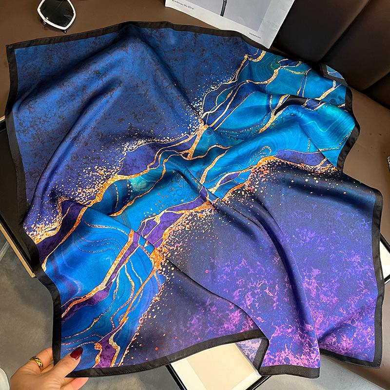 Pure Silk 2026 Fashion Headscarf Square Satin Scarf For Women Print Shawl Foulard Hijab Neckerchief Headband Hair Wrap Bandana