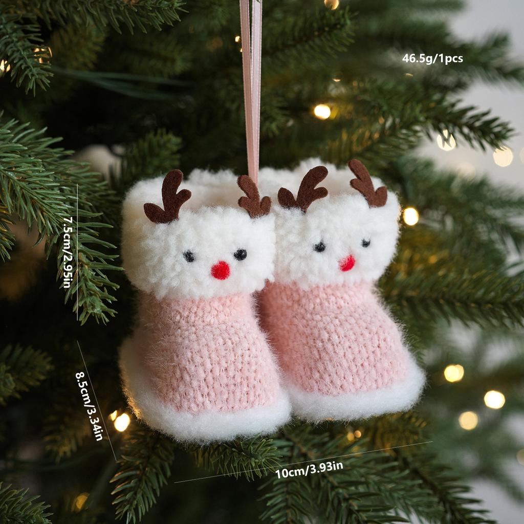 Red Fabric Small Boots Pendant Christmas Ornament Christmas Eve Gift Christmas Tree Car Pendant Decoration