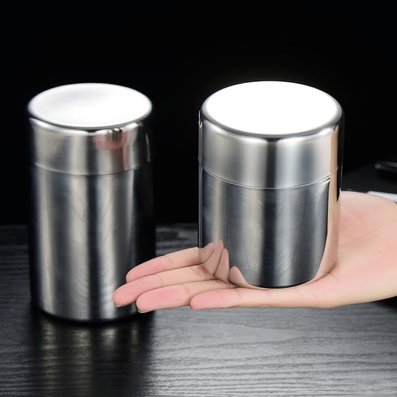 Ongwan Tea Leaf Container, Food Container, Coffee Sugar Storage Can, Airtight, Moisture-proof, Large Capacity Stainless Steel Tea Can, Coffee Powder,