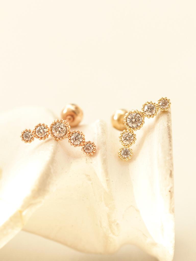 Minimalpiercing 14K Antique Bubble Cubic Curve Piercing Earrings