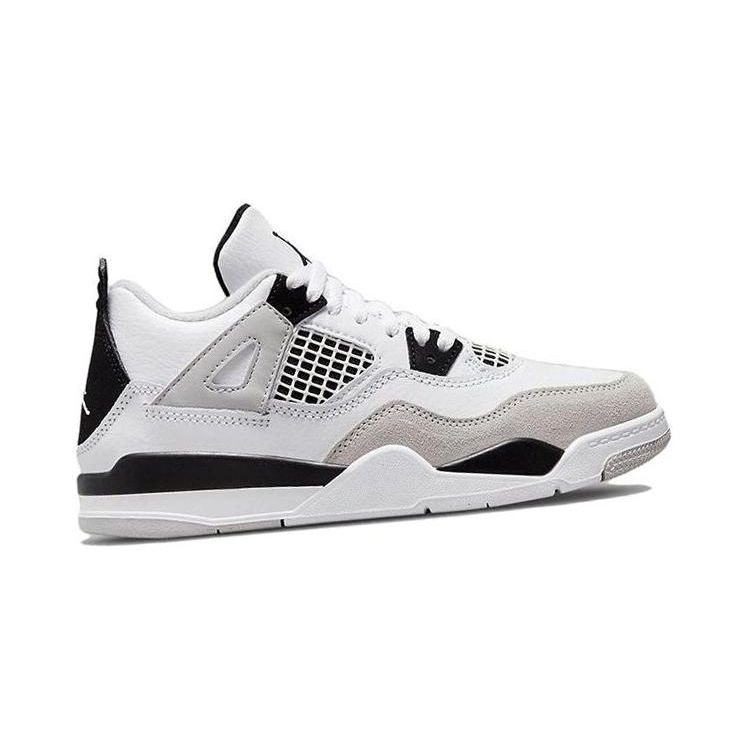 Air Jordan 4 Retro PS Military Black Kids Sneakers White Neutral-Grey BQ7669-111