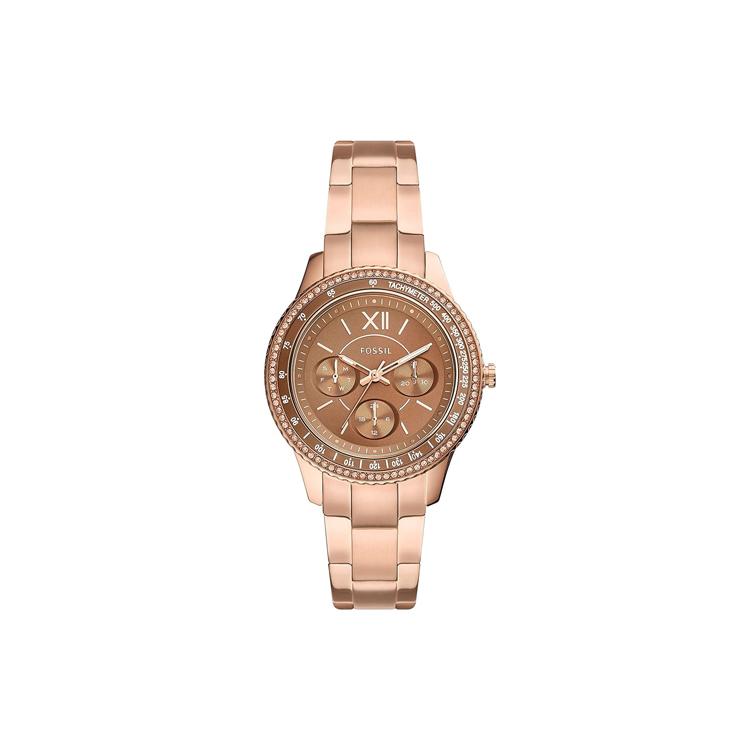 FOSSIL Stella Collection Wrist Watch Quartz Movement Stainless Steel Strap Tan Watch Dial Women s Watch 50m Waterproof ES5109 Tan Watch Dial