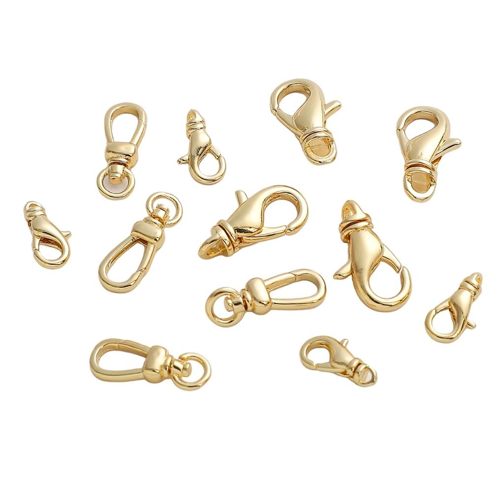 1pc/Bag 18K Gold Plated Metal Lobster Clasp Universal Rotating Lobster Clasp For DIY Bracelet Necklace Making Jewelry Findings Accessories