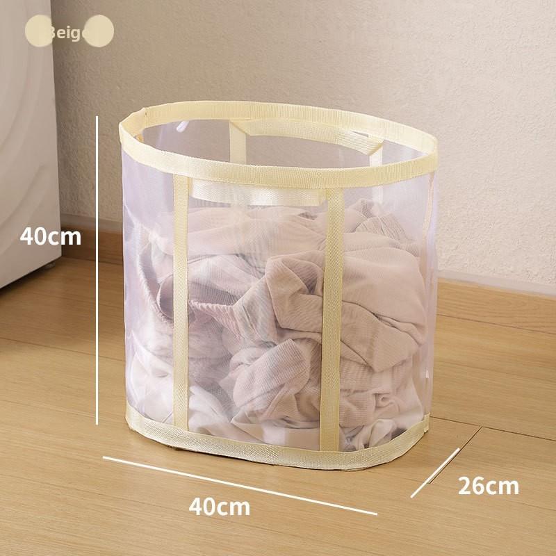 Nylon Foldable Laundry Basket With Foldable And Mesh Design For Home Organizing And Storage