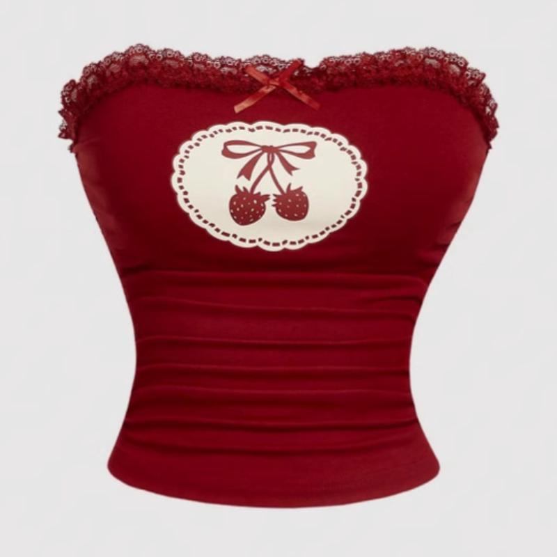Европейский и американский ретро Y2K уличный сексуальный топ-жилет без бретелей S красный