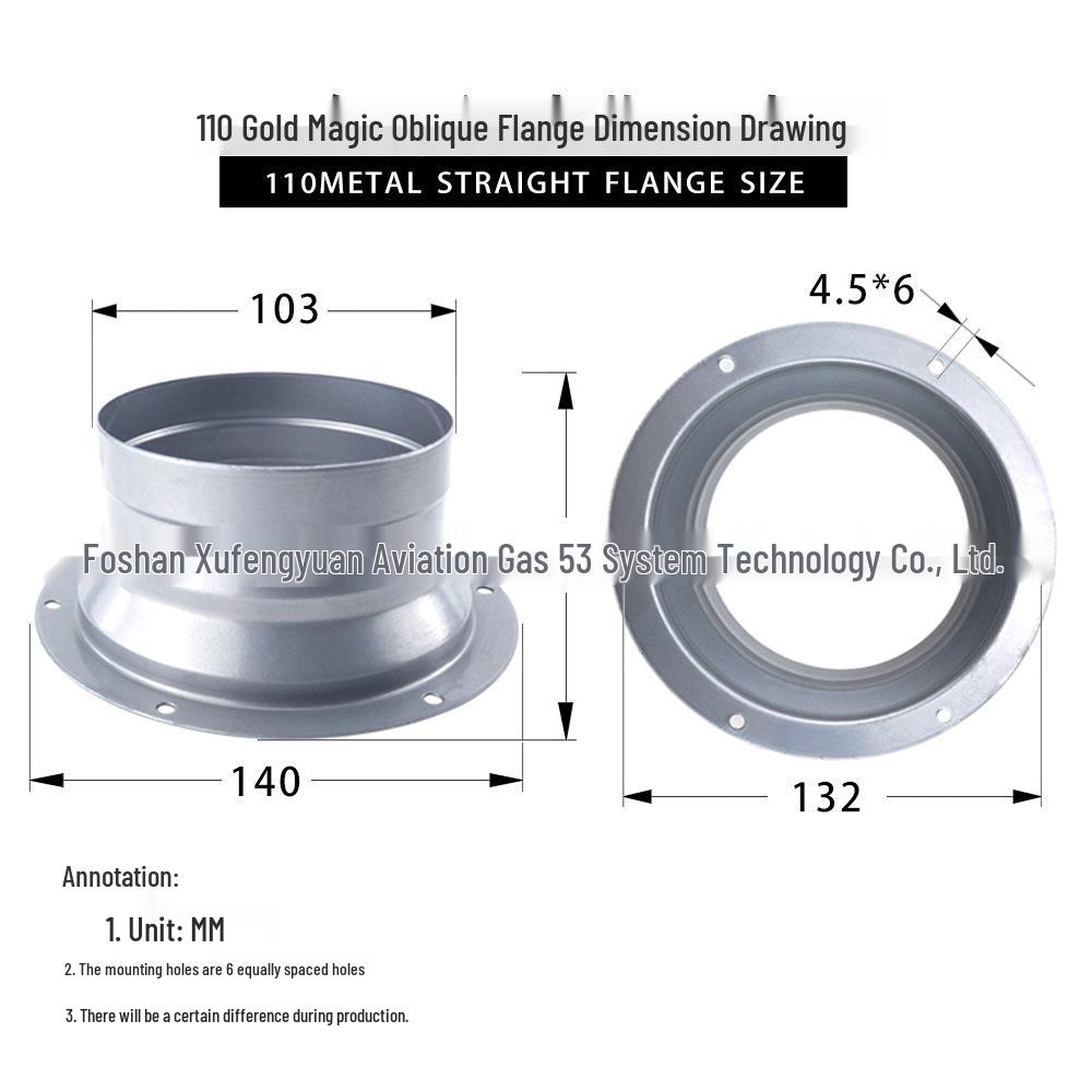 Square to Round Metal Duct Connector for Range Hood, 75-250# Clamp Connection Flange