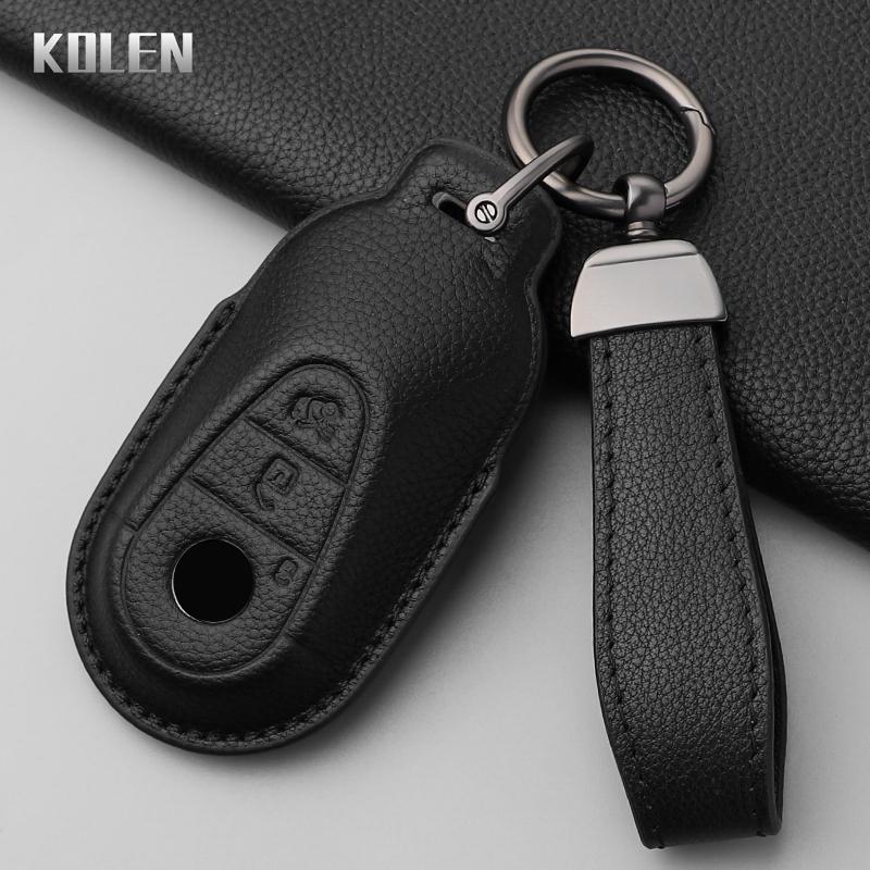 Genuine Genuine Leather Auto Key Fob Cover Case Housing Fit For Mercedes Benz C E S Class Glc W206 W223 W214 E300 C260 C300 S450 S500 Auto