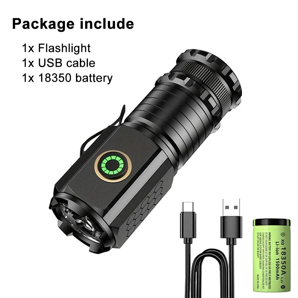 High Power Mini Led Flashlights With Battery Type-C Charging EDC Flashlight Hat Clip Light for Outdoor Hiking Camping Lantern