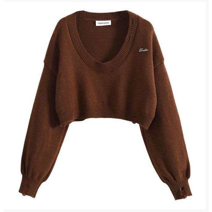 New Collegiate Fashion Krátký svetr Dámské Podzimní a Zimní Korejské dramatické oblečení Dvoudílný oblek Knit Top