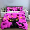 "Cartoon Cat Themed Gift Set" Multiple Sizes Kid's and Adults' Bedroom Exquisite 3PC Bedding Set Gift