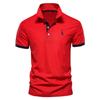 Herren Mesh-Poloshirt mit Umlegekragen und zinnoberfarben gesticktem Reh, Kurzarm, Weiß
