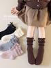 Girls' Cotton Bow Lace Mid-Calf Socks - Spring/Autumn Princess Style, Korean Fashion
