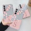 For Samsung Galaxy M35 A06 A07 A17 A16 A56 A55 M55 5G Letter Pink Flowers Fashion Phone Cover Soft Silicone Fundas Transparent
