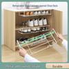 Retractable Shoe Cabinet with Dividers and Foldable Bracket - Space-Saving Storage Rack with Under-Hanging Baskets.