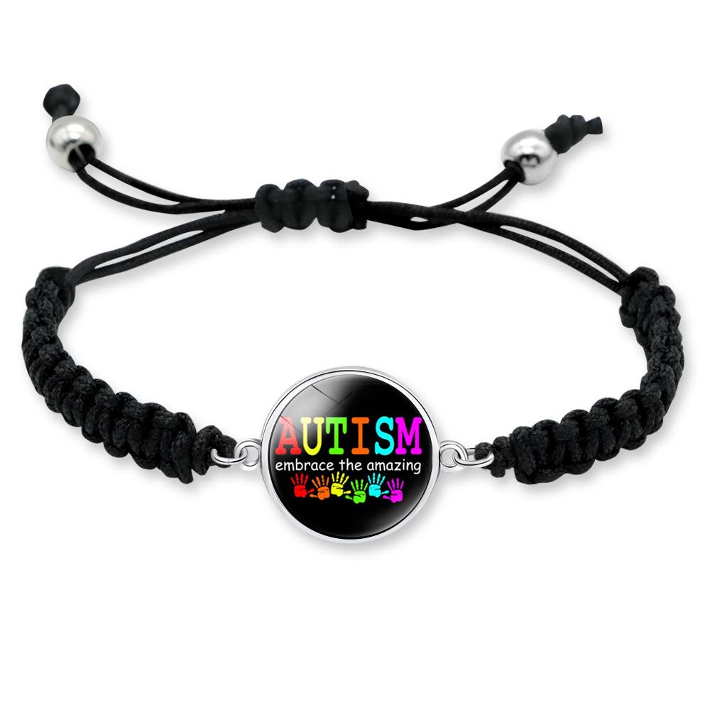 Consapevolezza sull'Autismo Abbraccia lo Straordinario Diverso Non Meno Mamma di un Bambino Autistico Pezzi di Puzzle Ciondolo Bracciale in Macramè con Cordino Nero