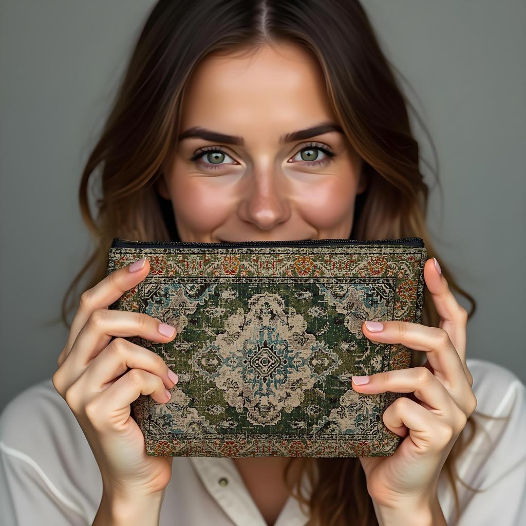 New Creative Pattern Zipper Storage Bag Printed Fine Hemp Cloth Bag Women's Multi Functional Makeup Bag
