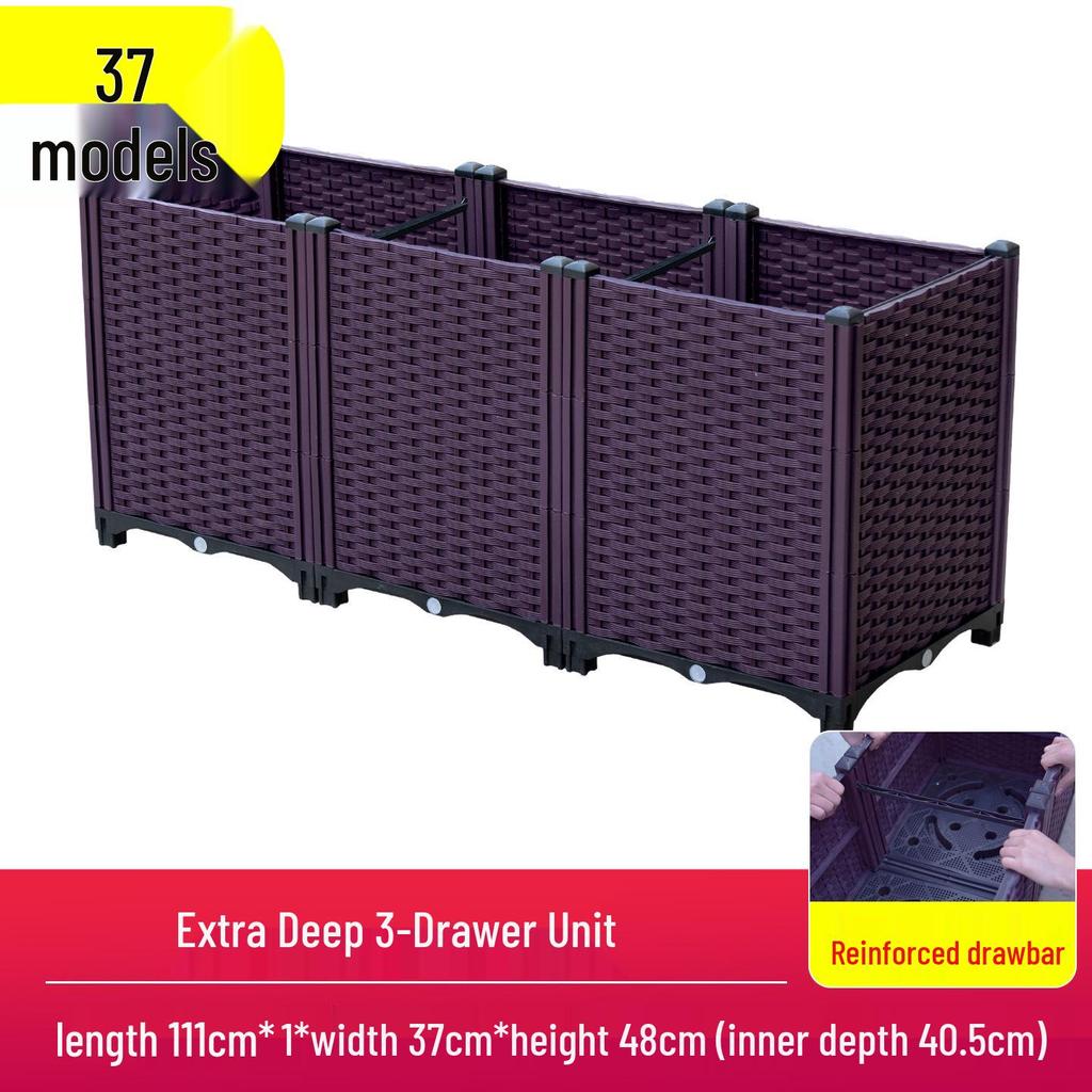 Outdoor Flower & Vegetable Planter: Large Rectangular Plastic Box for Balcony & Rooftop Gardening