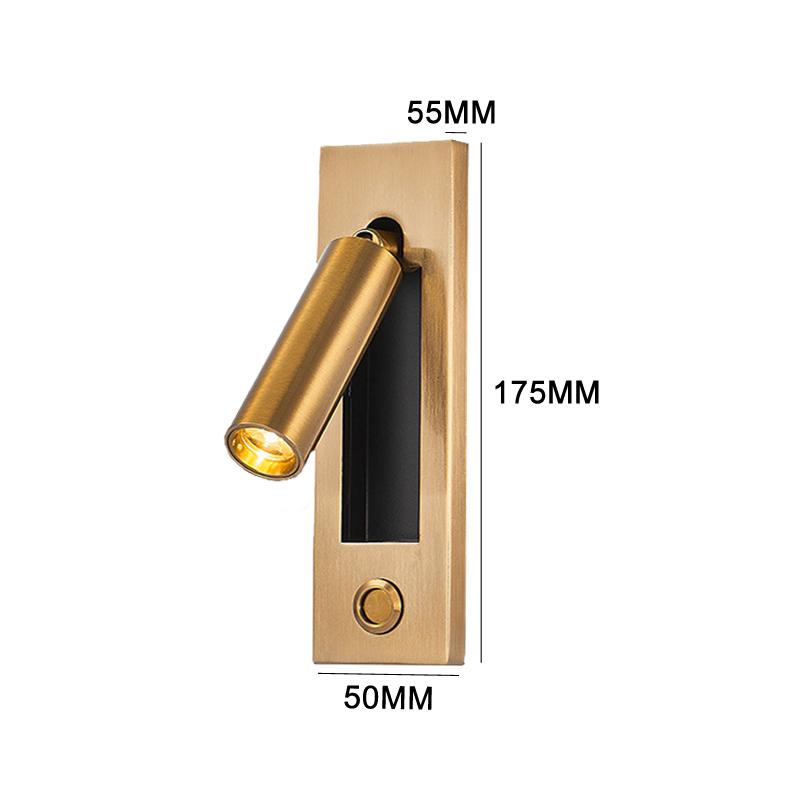 

Минималистский отель с выключателем, прикроватным светильником, встроенным в спальню светодиодным настенным светильником для чтения 3W&Warm light