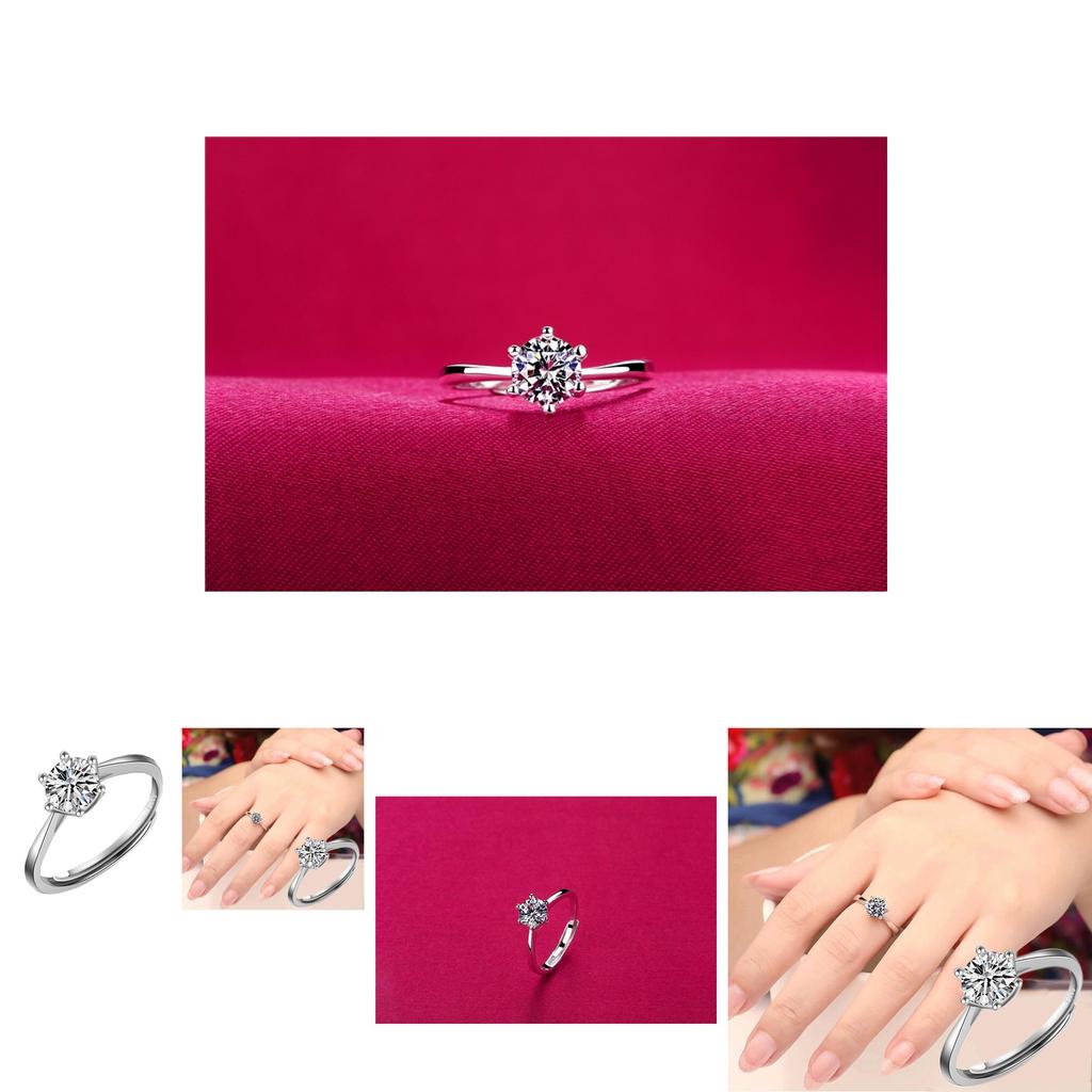Fashionable And Elegant Diamond-encrusted Ring For Women Adjustable Six-claw Opening Ring