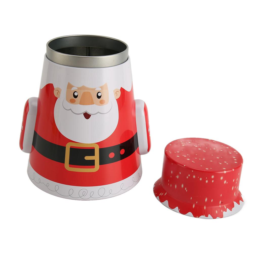 Weihnachts-Süßigkeitenblech Leuchtende Farben Lichtecht Langlebiges Metall Stehaufmännchen-Design Weihnachts-Süßigkeitenglas für